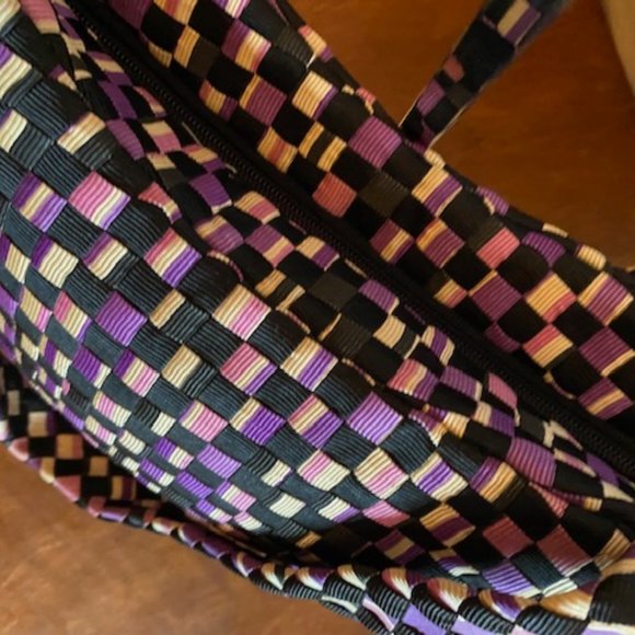 The SAK Purple/Black Check Top Zip Textured Hand Shoulder Bag - Picture 4 of 6